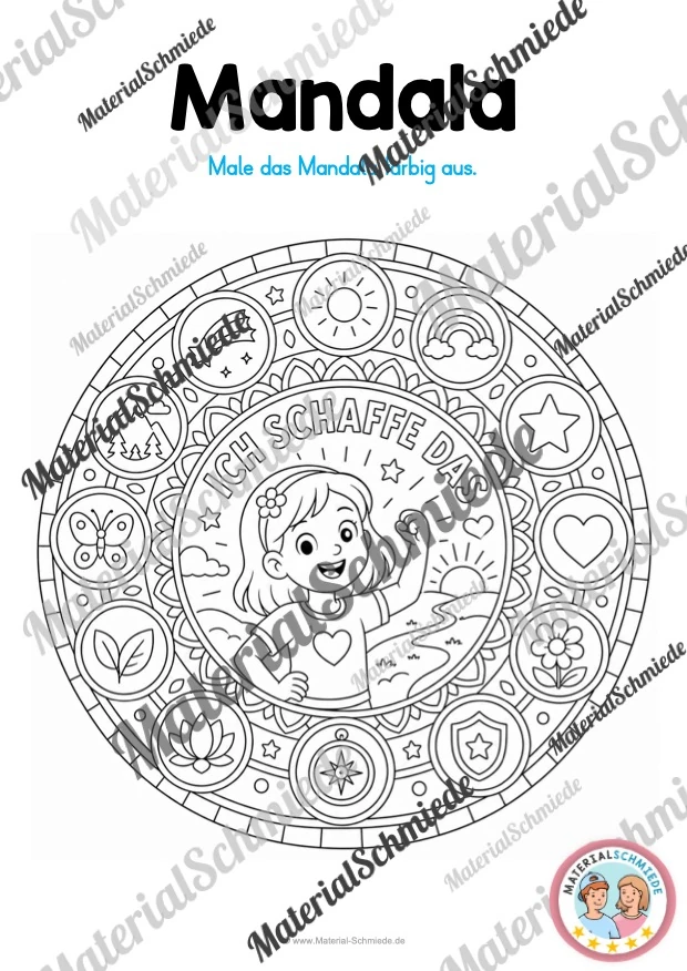 15 Mutmachende Mandalas zum Ausmalen (Motivation und Selbstvertrauen stärken) - Arbeitsblatt 01