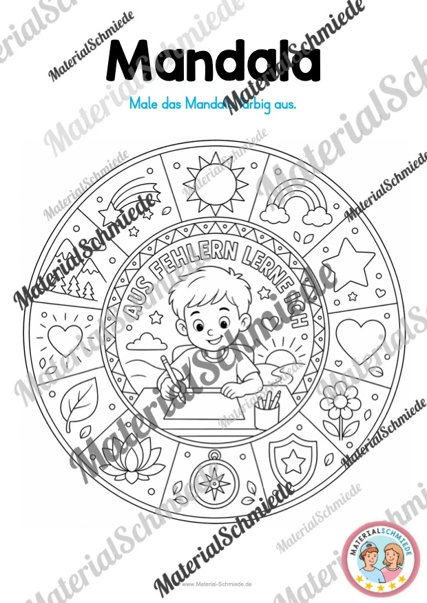 15 Mutmachende Mandalas zum Ausmalen (Motivation und Selbstvertrauen stärken) - Arbeitsblatt 03