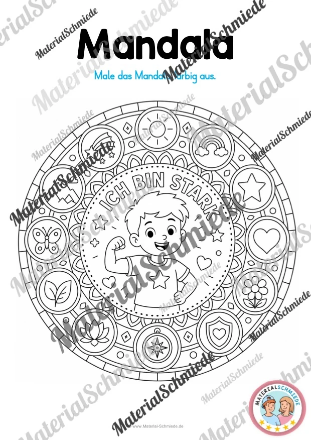 15 Mutmachende Mandalas zum Ausmalen (Motivation und Selbstvertrauen stärken) - Arbeitsblatt 06
