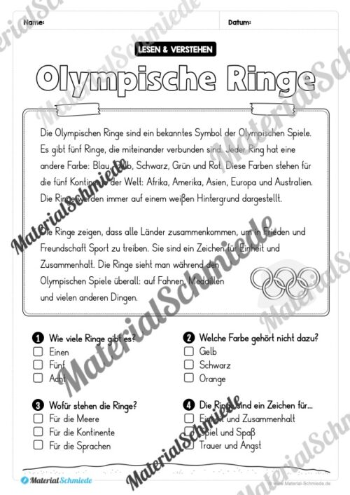 Lesen & Verstehen (Ankreuzen): Olympische Spiele 2024 (Vorschau 03)