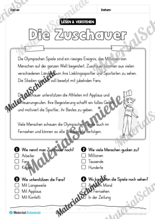 Lesen & Verstehen (Ankreuzen): Olympische Spiele 2024 (Vorschau 06)