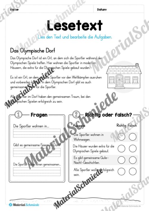 10 Lesetexte: Olympische Spiele 2024 (Vorschau 05)