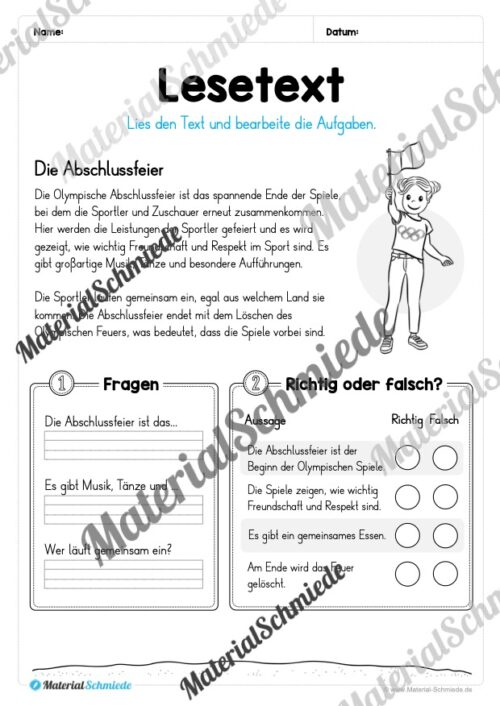 10 Lesetexte: Olympische Spiele 2024 (Vorschau 10)