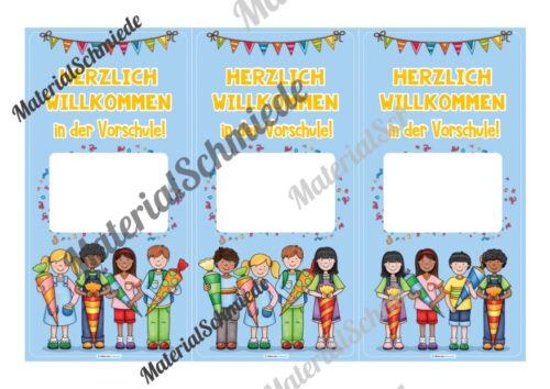 Willkommenskarte Schulstart: Blanko-Vorlage (hochkant) - Vorschau 01
