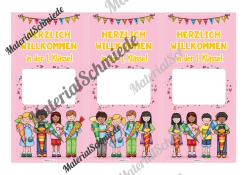 Willkommenskarte Schulstart: Blanko-Vorlage (hochkant) - Vorschau 02