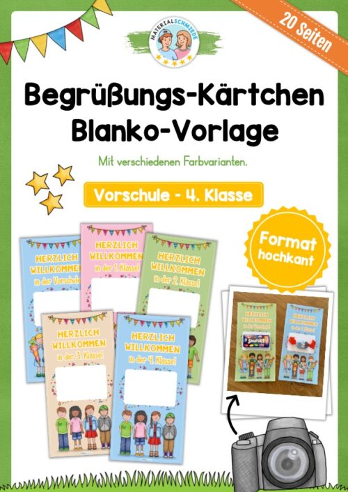 Willkommenskarte Schulstart: Blanko-Vorlage (hochkant)