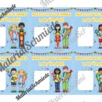 Willkommenskarte Schulstart: Blanko-Vorlage (quadratisch) - Vorschau 01