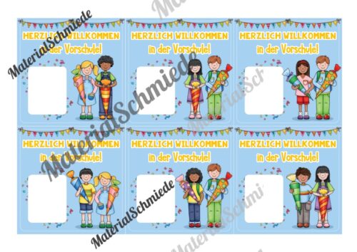 Willkommenskarte Schulstart: Blanko-Vorlage (quadratisch) - Vorschau 01