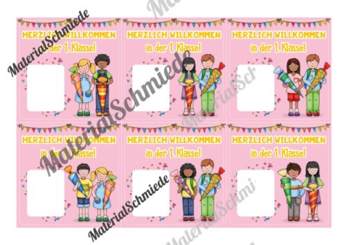 Willkommenskarte Schulstart: Blanko-Vorlage (quadratisch) - Vorschau 02