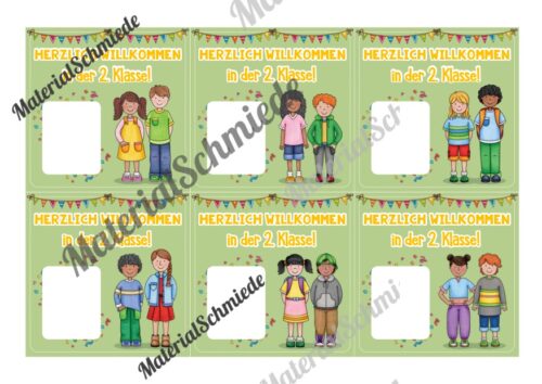 Willkommenskarte Schulstart: Blanko-Vorlage (quadratisch) - Vorschau 03