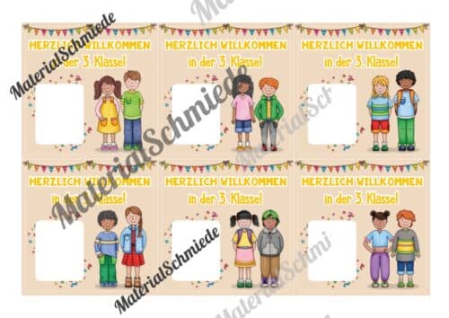 Willkommenskarte Schulstart: Blanko-Vorlage (quadratisch) - Vorschau 04