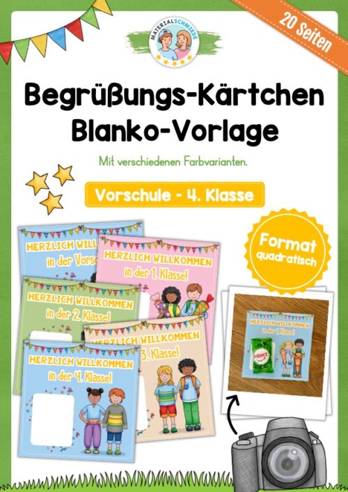 Willkommenskarte Schulstart: Blanko-Vorlage (quadratisch)