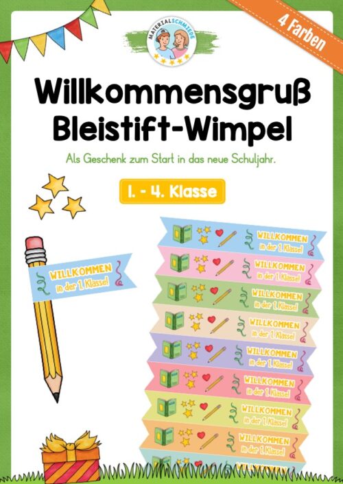 Willkommensgeschenk: Bleistiftwimpel (1.-4. Klasse)