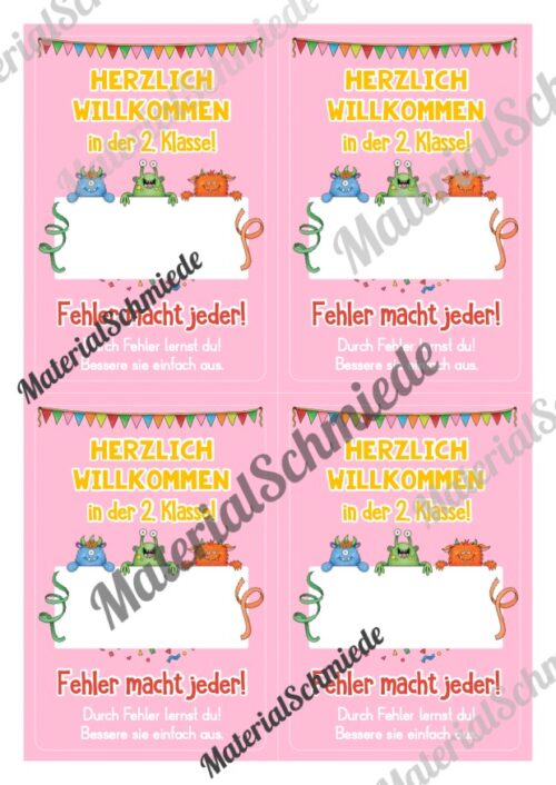 Willkommenskarte: Radiergummi (1.-4. Klasse) - Vorschau 02