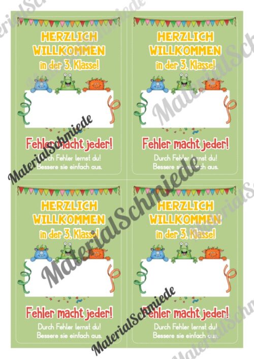 Willkommenskarte: Radiergummi (1.-4. Klasse) - Vorschau 04