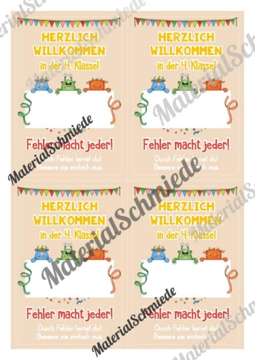 Willkommenskarte: Radiergummi (1.-4. Klasse) - Vorschau 05