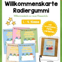 Willkommenskarte: Radiergummi (1.-4. Klasse)
