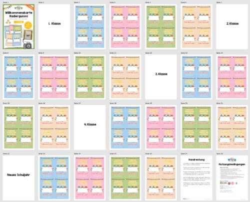Willkommenskarte: Radiergummi (1.-4. Klasse) - Überblick