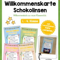 Willkommenskarte Schulstart: Schokolinsen (Vorlage)