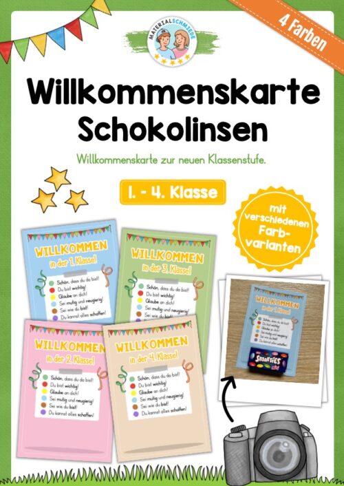 Willkommenskarte Schulstart: Schokolinsen (Vorlage)
