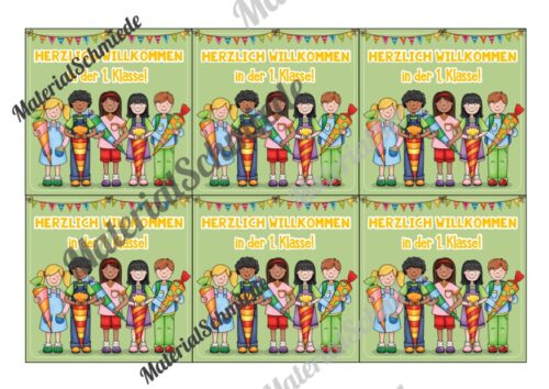 Begrüßungs-Kärtchen zur Einschulung (Vorschau 03)