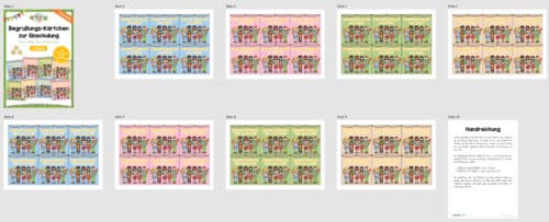 Begrüßungs-Kärtchen zur Einschulung (Überblick)