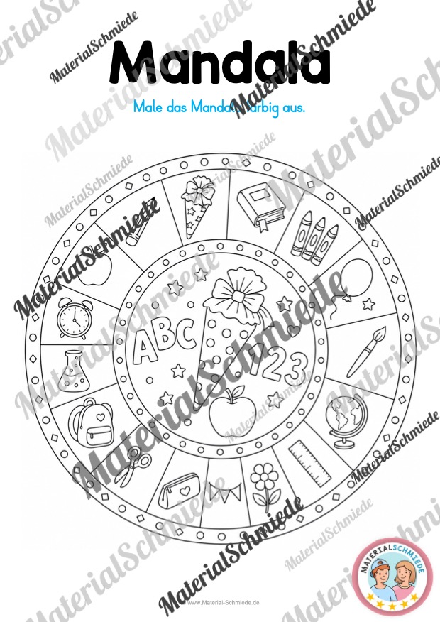 10 Mandalas zur Einschulung (2026) - Arbeitsblatt 10