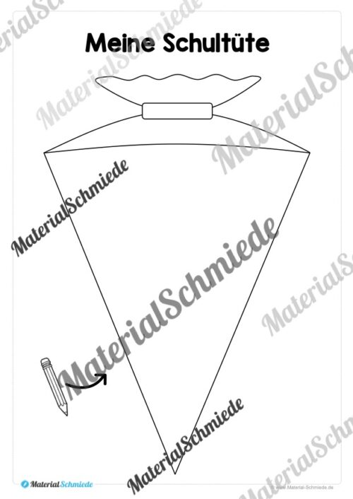 Übung zum ersten Schultag: Schultüte ausmalen (Vorschau 01)