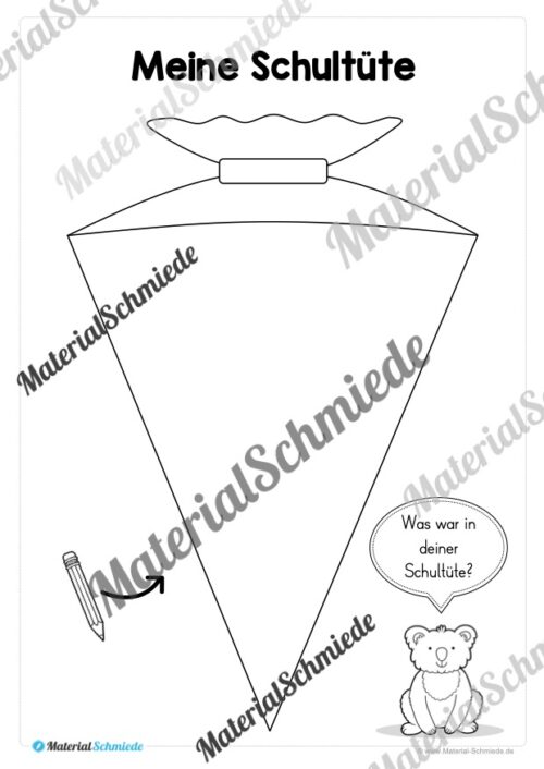 Übung zum ersten Schultag: Schultüte ausmalen (Vorschau 03)