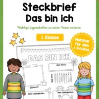 Steckbrief: Das bin ich (1. Klasse / Einschulung)