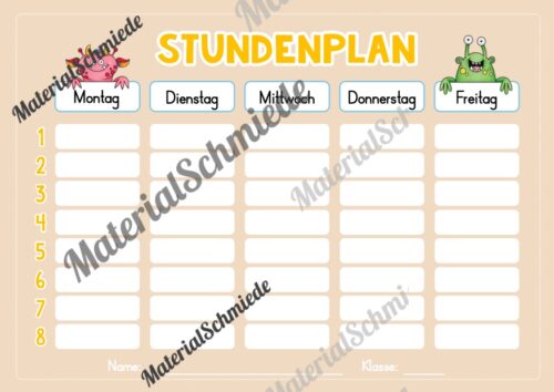 Stundenplan für das neue Schuljahr (Vorschau 08)