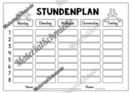 Stundenplan für das neue Schuljahr (Vorschau 10)