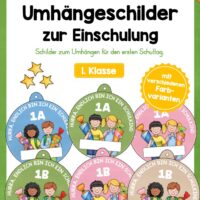 Umhängeschilder zur Einschulung (48 Varianten)