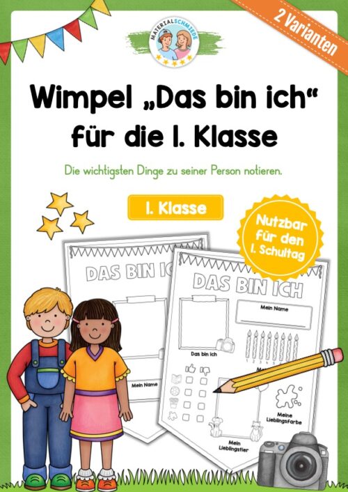 Wimpel „Das bin ich“ für die 1. Klasse / Einschulung