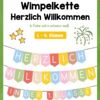 Wimpel zum Schulstart: Herzlich Willkommen (1.-4. Klasse)