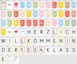 Wimpel zum Schulstart: Herzlich Willkommen (1.-4. Klasse) – Überblick