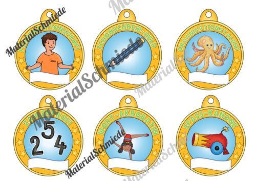 Medaillen mit Auszeichnungen für Schulkinder (Vorschau 08)
