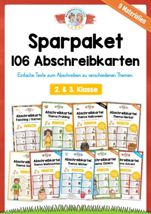Sparpaket: 106 Abschreibkarten (2. & 3. Klasse)