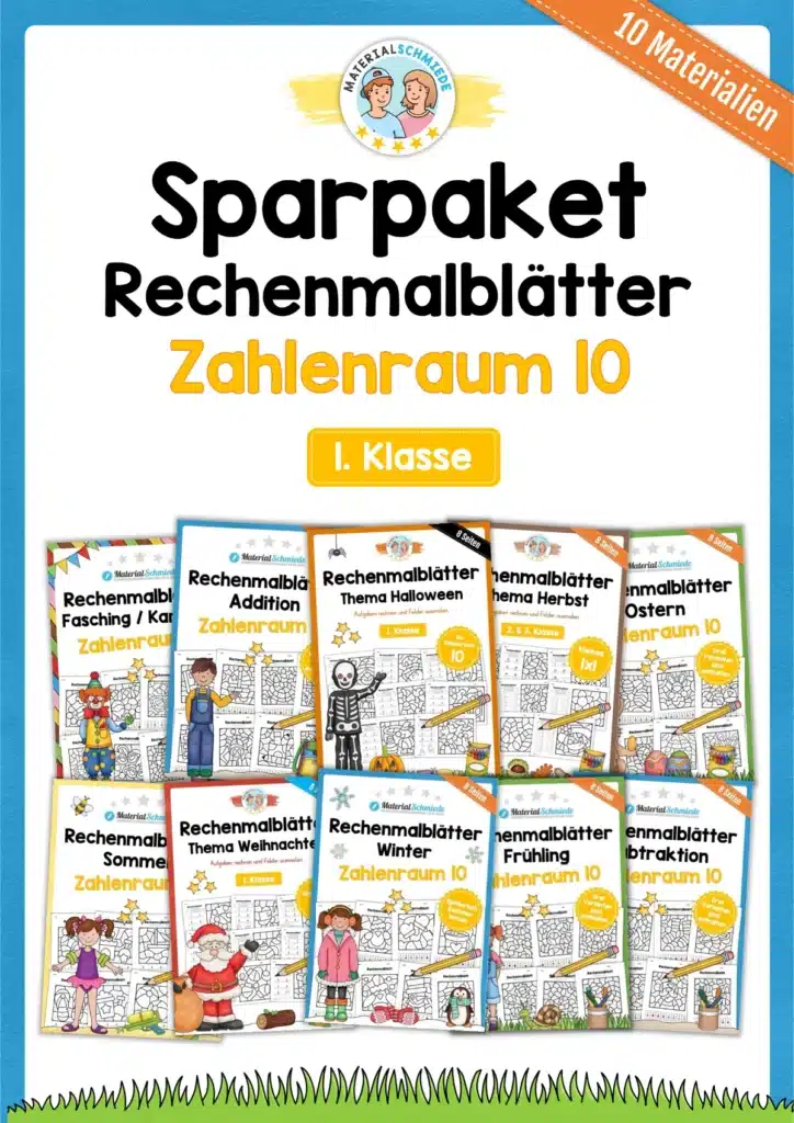 Sparpaket: 80 Rechenmalblätter (Zahlenraum 10)