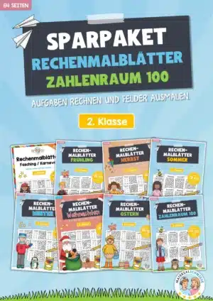 Sparpaket: 80 Rechenmalblätter (Zahlenraum 100)