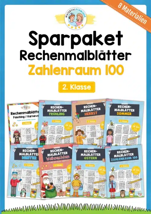 Sparpaket: 64 Rechenmalblätter (Zahlenraum 100)