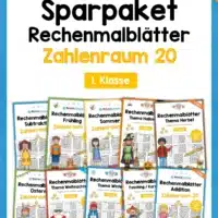 Sparpaket: 80 Rechenmalblätter (Zahlenraum 20)