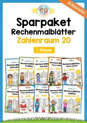 Sparpaket: 80 Rechenmalblätter (Zahlenraum 20)