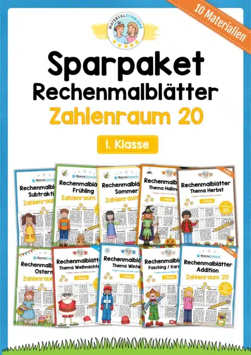 Sparpaket: 80 Rechenmalblätter (Zahlenraum 20)