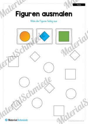 Übung für die Vorschule: Formen – Figuren ausmalen (Vorschau 01)