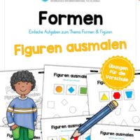 Übung für die Vorschule: Formen - Figuren ausmalen (5 Arbeitsblätter)