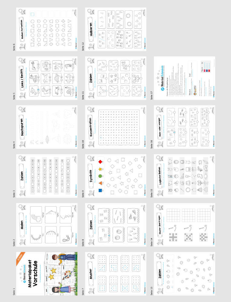 MaterialPaket Vorschule – 15 Übungen für Kinder (Überblick)