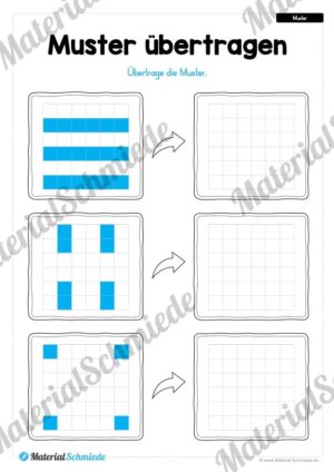 Übung für die Vorschule: Muster (Kästchen) übertragen (Vorschau 02)