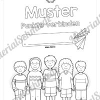 Übung für die Vorschule: Muster fortführen - Punkte verbinden (Deckblatt)