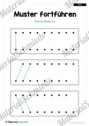 Übung für die Vorschule: Muster fortführen – Punkte verbinden (Vorschau 01)